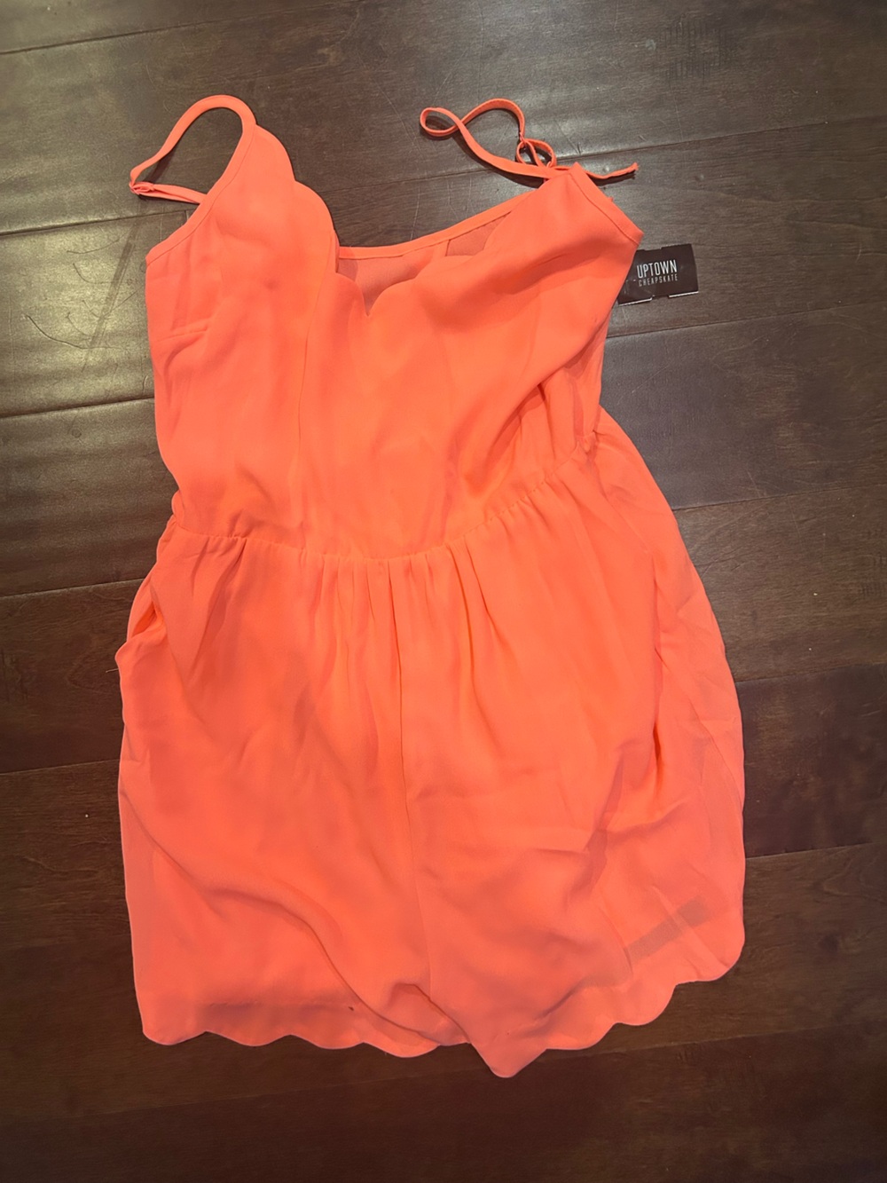 NWT- The Impeccable pig- Coral Orange Spaghetti-Strap women romper